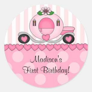 Autocollant rose de princesse joyeux anniversaire