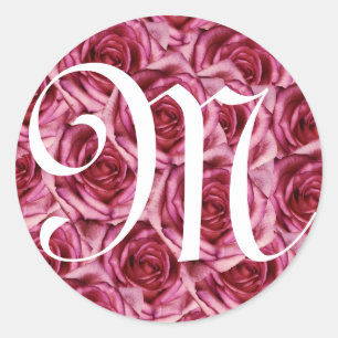 Autocollant rose de roses de la lettre M de