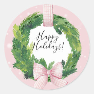 Autocollant rose d'étiquette de cadeau de Noël d