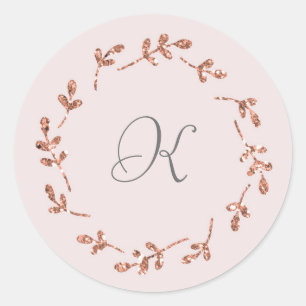 Autocollant rose élégant d'initiale de parties