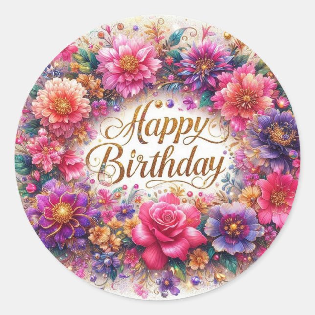 Autocollant rose Floral pour l'anniversaire (Devant)