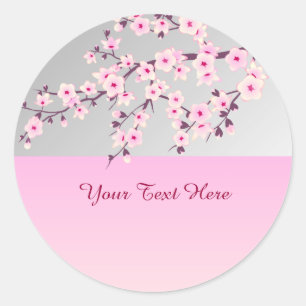 Autocollant rose gris fleuri aux fleurs de cerisie
