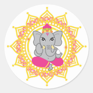 Autocollant rose mignon de ganesha
