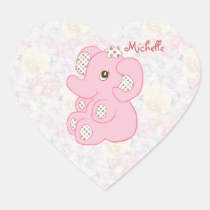 Autocollant rose mignon fille fille éléphant
