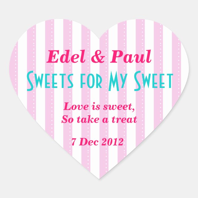 Autocollant rose "Sweets for my Sweet" (Devant)