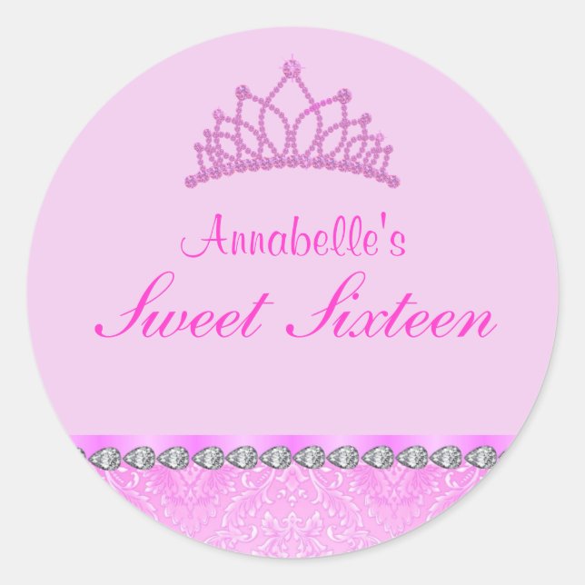 Autocollant rose Tiara Sweet16 (Devant)