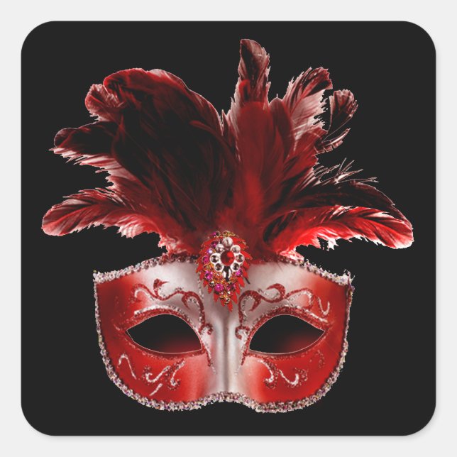 Autocollant rouge Black & Silver Masquerade Party (Devant)