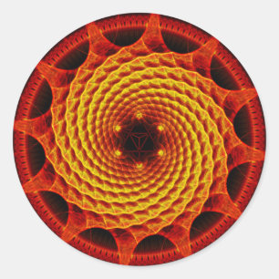Autocollant rouge de fractale de mandala en