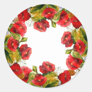 Autocollant rouge de pavots