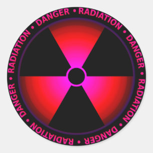 Autocollant rouge de symbole de rayonnement