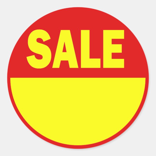 Autocollant rouge et jaune de vente au détail (Devant)