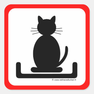 Autocollant Rouge et Noir "La Litière du Chat"