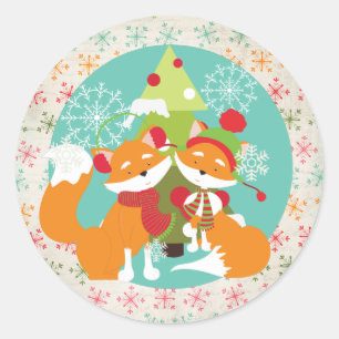 Autocollant rouge Fox Noël