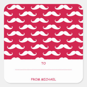 Autocollant rouge Mustache Valentine