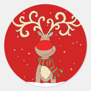 autocollant rouge renne de Noël