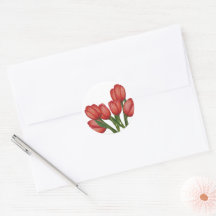 Autocollant rouge Tulips rond