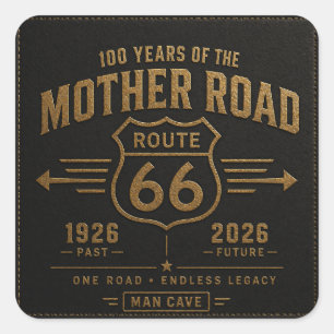 Autocollant Route 66 Black Gold Garage Americana