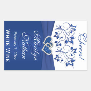 Autocollant Royal Blue and White Floral Mariage Bo