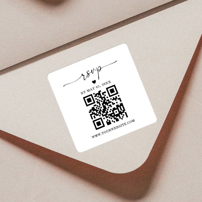 Autocollant RSVP Code QR | Étiquette de retour Squ (Créateur téléchargé)