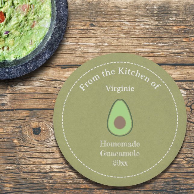 Autocollant Rustique Avocado & Guacamole Étiquette (Rustic Avocado & Guacamole Label Sticker)
