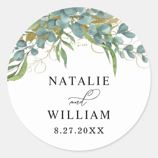 Autocollant Rustique Mariage Eucalyptus Laurel (Devant)