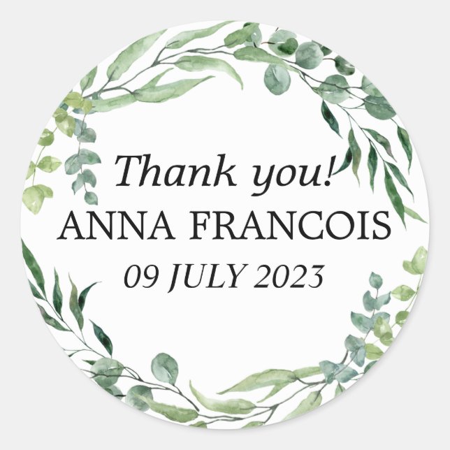 Autocollant Rustique mariage floral Merci (Devant)