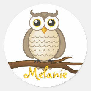 Autocollant sage mignon du hibou   de