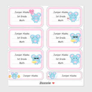 Autocollant scolaire étiquette(Cute Rat)