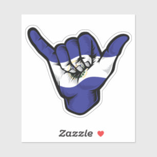 Autocollant Shaka Hand El Salvador Drapeau Good Vi