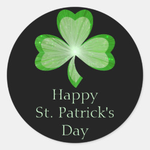 Autocollant shamrock 'St Patrick's Day' rond noir