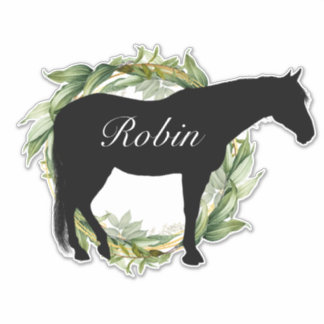 Autocollant silhouette de cheval de nom personnali
