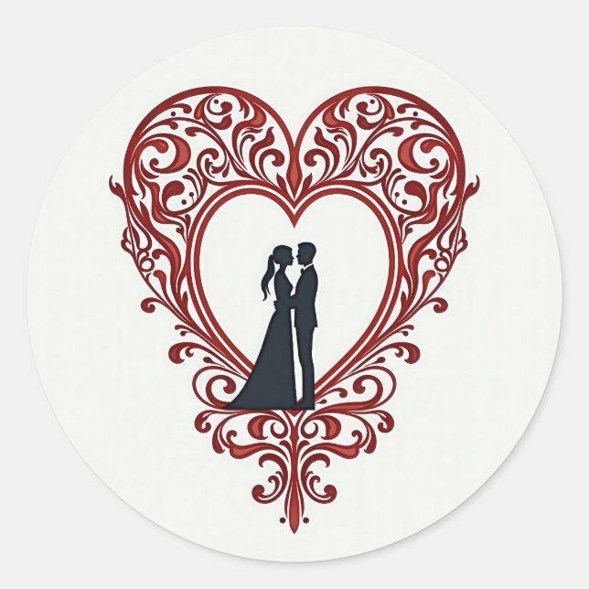 Autocollant silhouette de coeur d'amour (Devant)