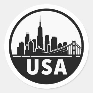 Autocollant Silhouette Skyline USA