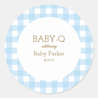Autocollant simple pour baby shower à carreaux ble