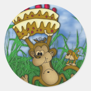 autocollant singe Joyeux anniversaire avec tenue d