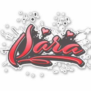 Autocollant sticker graffiti coeur rouge Sara