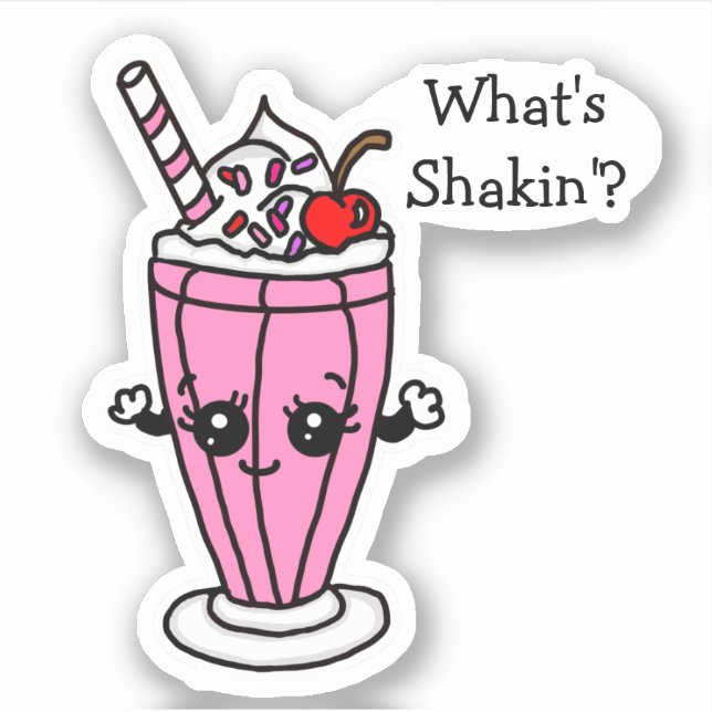 Autocollant "Strawberry Milkshake What's Shakin" (Devant)