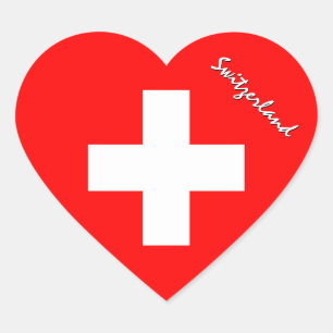 Autocollant Suisse, Cœur, Drapeau Suisse Patriotiq