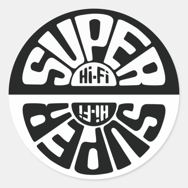 Autocollant Super Hi-Fi Noir/Blanc rond (Devant)
