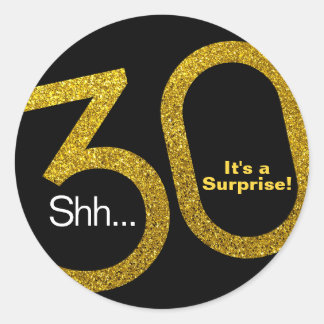 Autocollant Surprise Gold Parties scintillant 30