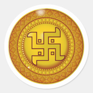 Autocollant Swastik hindou doré