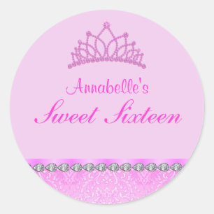 Autocollant Sweet16 Couronne Rose