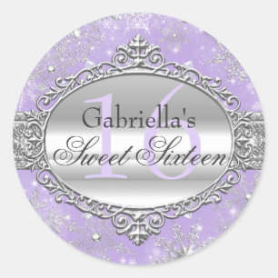 Autocollant Sweet16 Flocon de Neige Violet Hiver M