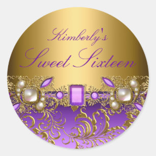 Autocollant Sweet Sixteen Gemme Violette & Perles