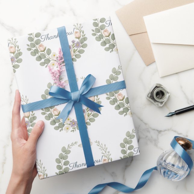 Autocollant thank you floral geschenkpapier (Schenken)