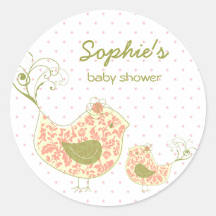 autocollant tourbillonnant rose d'oiseau de maman