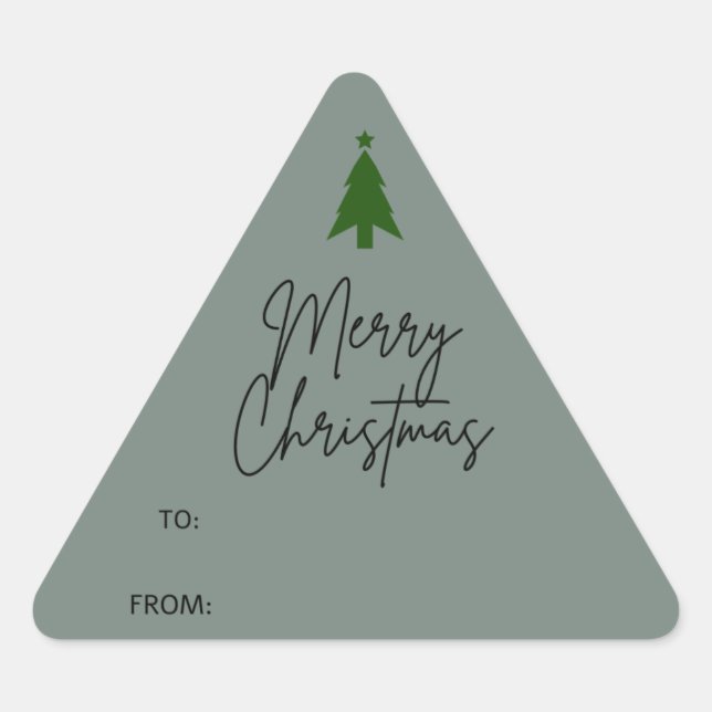 Autocollant triangle cadeau de Noël Boho vert (Devant)