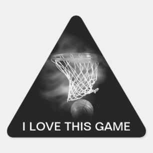 Autocollant triangle de basket-ball noir et blanc