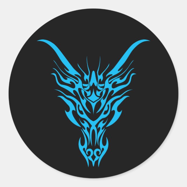 Autocollant tribal bleu de dragon (Devant)