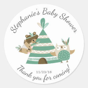 Autocollant tribal Woodland Neutral Baby shower Fa